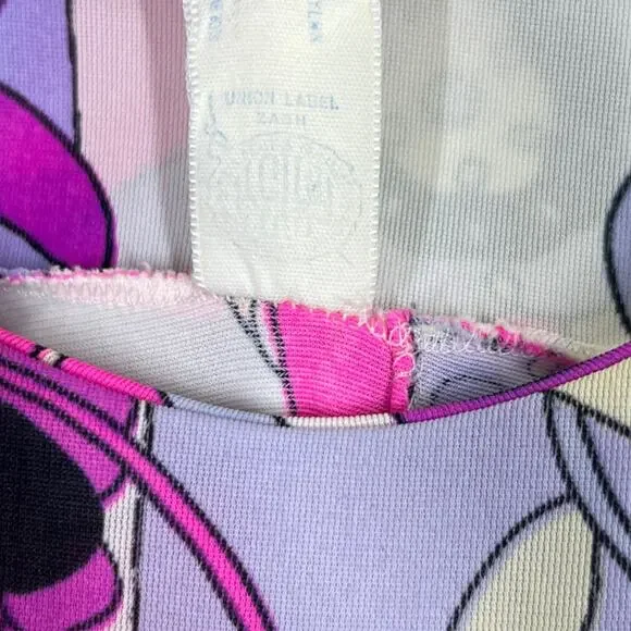 Vintage Leonora 70s Groovy Print Nightgown Small Sleeveless Pink Purple Floral - Picture 5 of 5